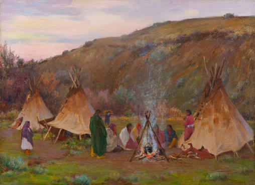 Evening on the Little Big Horn, Crow Camp, Ration Day